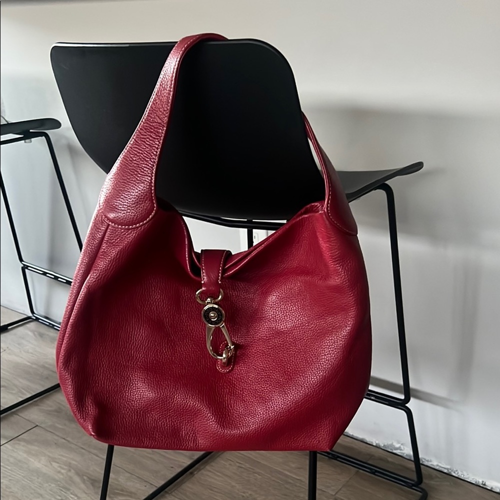 DOONEY & BOURKE "BELVEDERE"  PEBBLED LEATHER LOGO LOCK  HOBO BAG PURSE